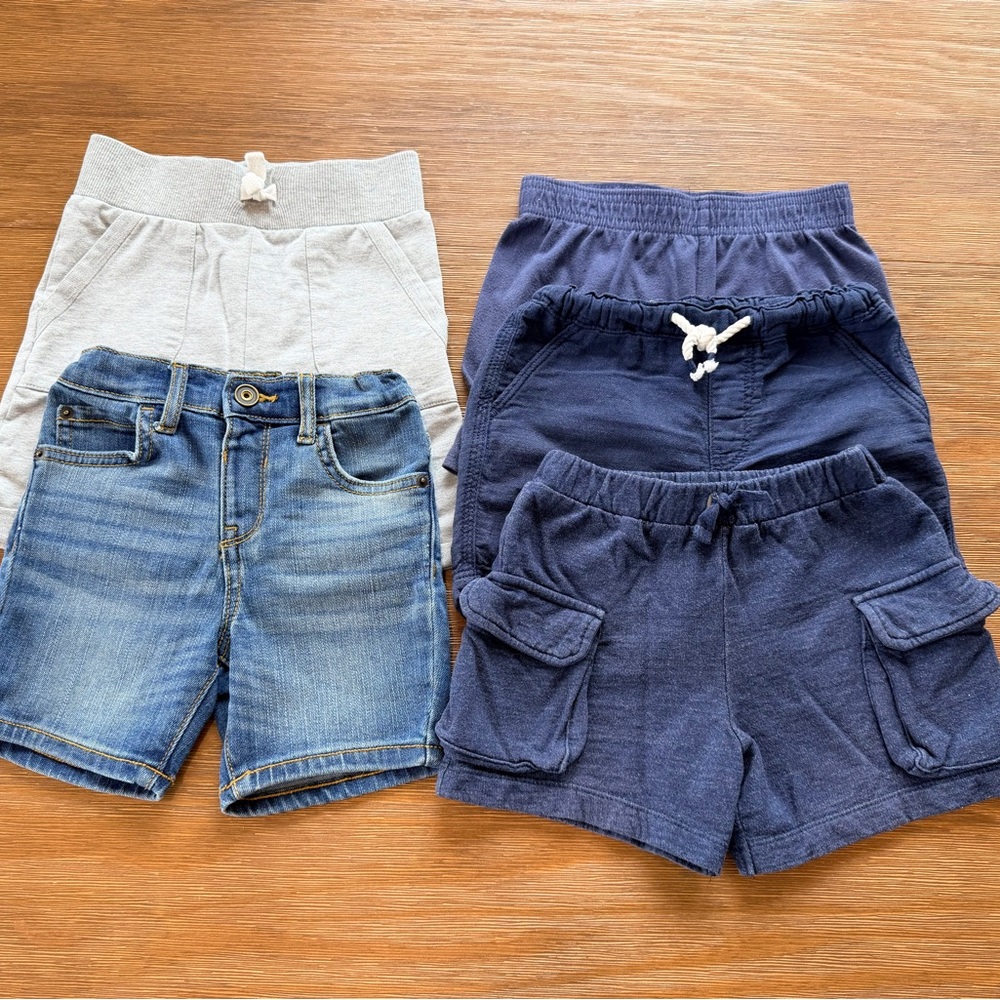 Kids Navy and Light Gray Cotton Blend Shorts Set - 5 pieces